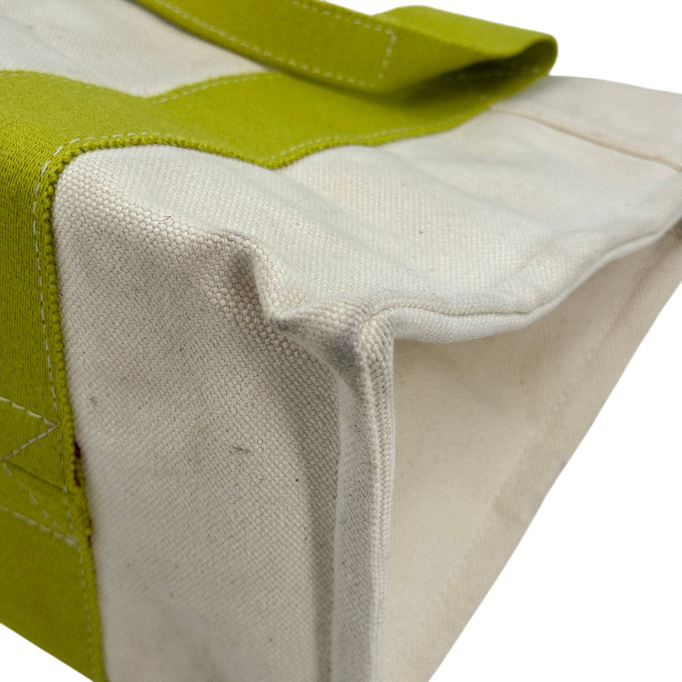 HERMES ホワイト x グリーン ボラボラMM ハンドバッグ