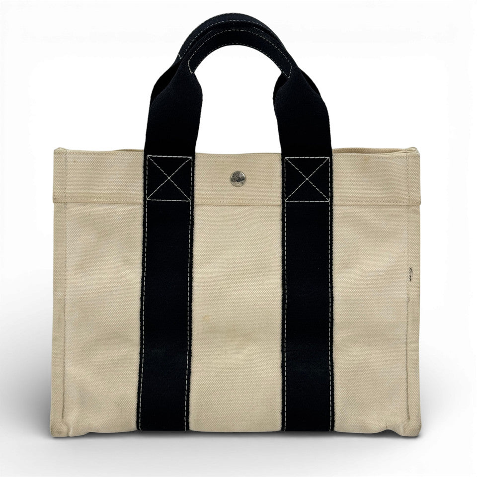 HERMES ホワイト ブラック ボラボラMM ハンドバッグ