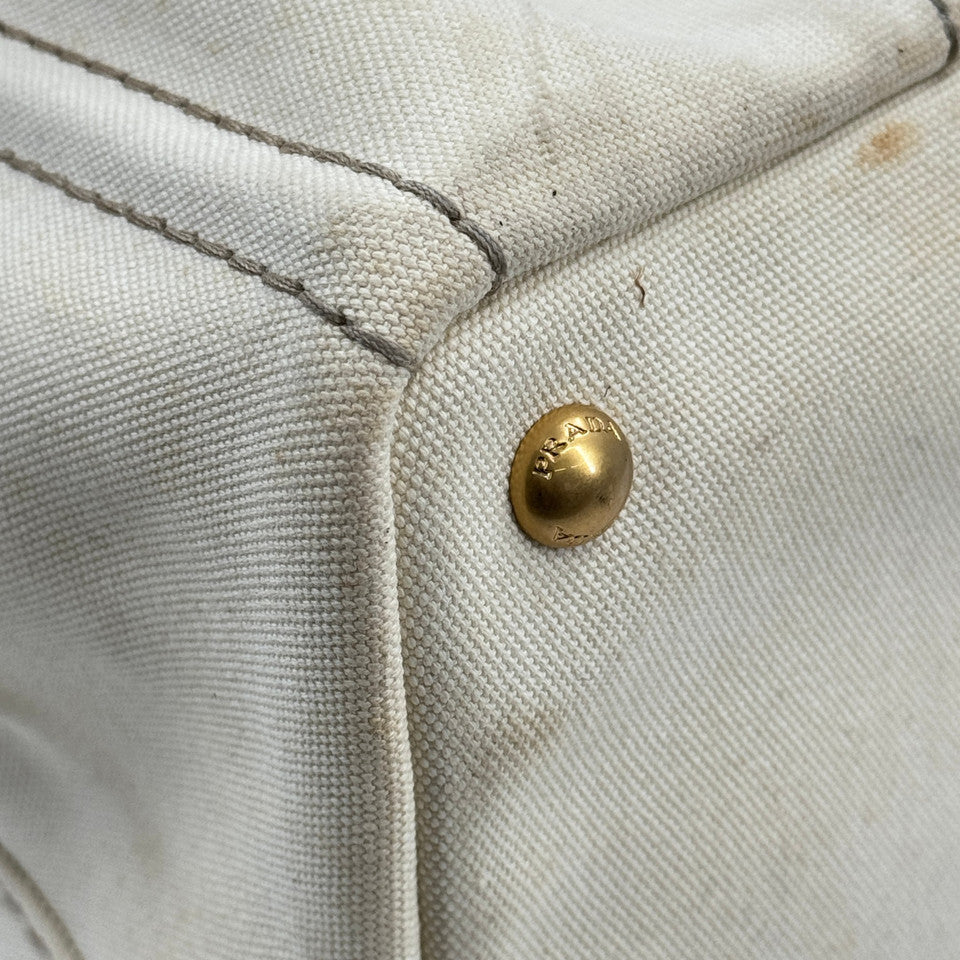 PRADA ミラノ デニム ホワイト カナパ 2WAY ハンドバッグ