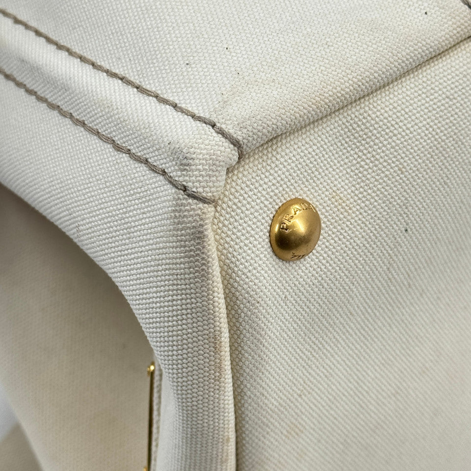 PRADA ミラノ デニム ホワイト カナパ 2WAY ハンドバッグ