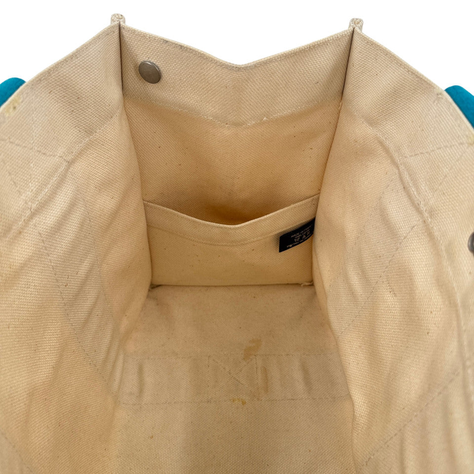 HERMES ホワイト x ブルー ボラボラMM ハンドバッグ