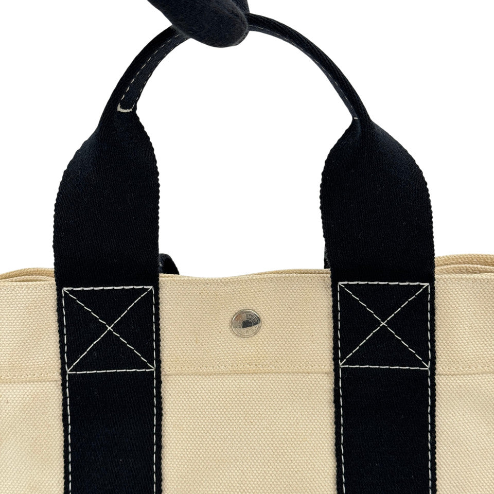 HERMES ホワイト ブラック ボラボラMM ハンドバッグ