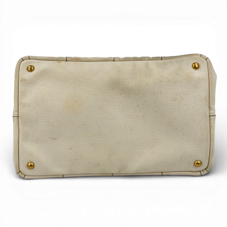 PRADA ミラノ デニム ホワイト カナパ 2WAY ハンドバッグ