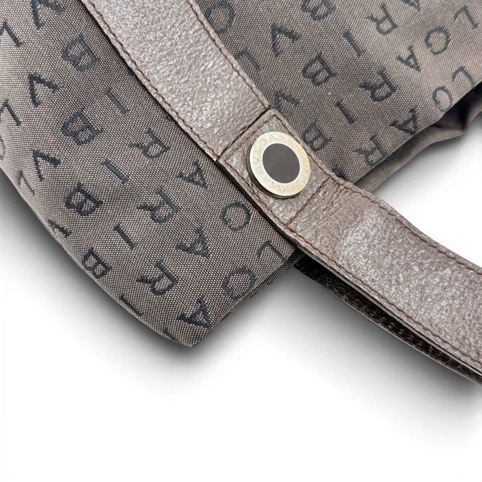 BVLGARI ロゴマニア　ブラウン キャンバス トートバッグ