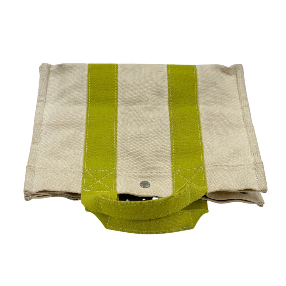 HERMES ホワイト x グリーン ボラボラMM ハンドバッグ