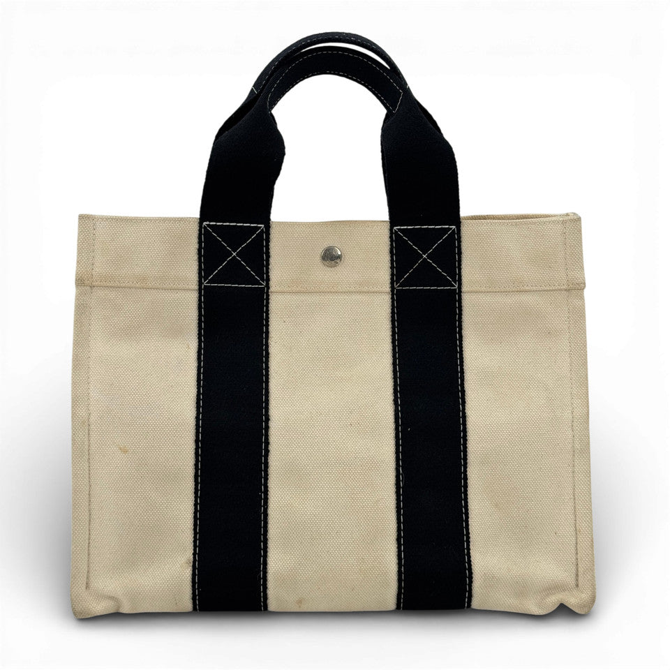 HERMES ホワイト ブラック ボラボラMM ハンドバッグ