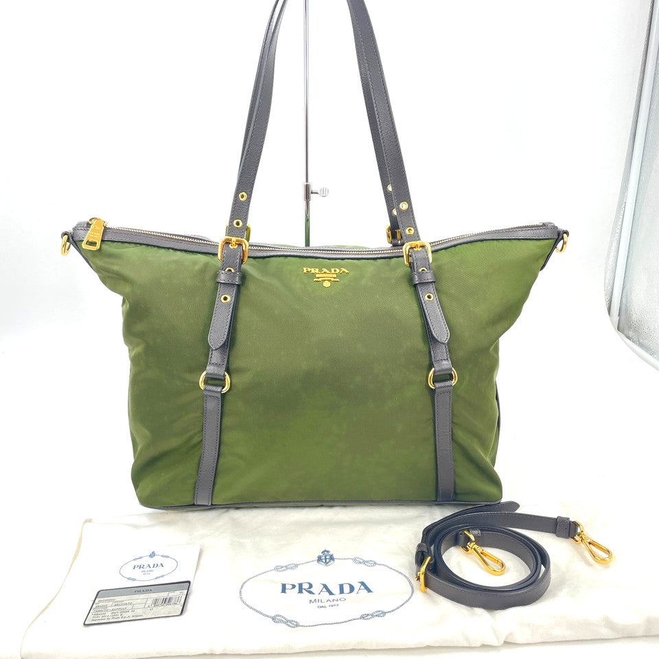 PRADA ミラノナイロン&サフィアーノレザー 2WAY Bruciato ショルダーバッグ