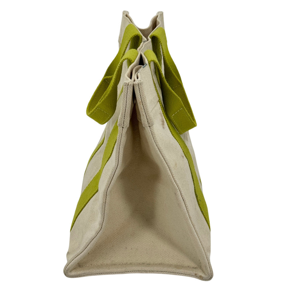 HERMES ホワイト x グリーン ボラボラMM ハンドバッグ