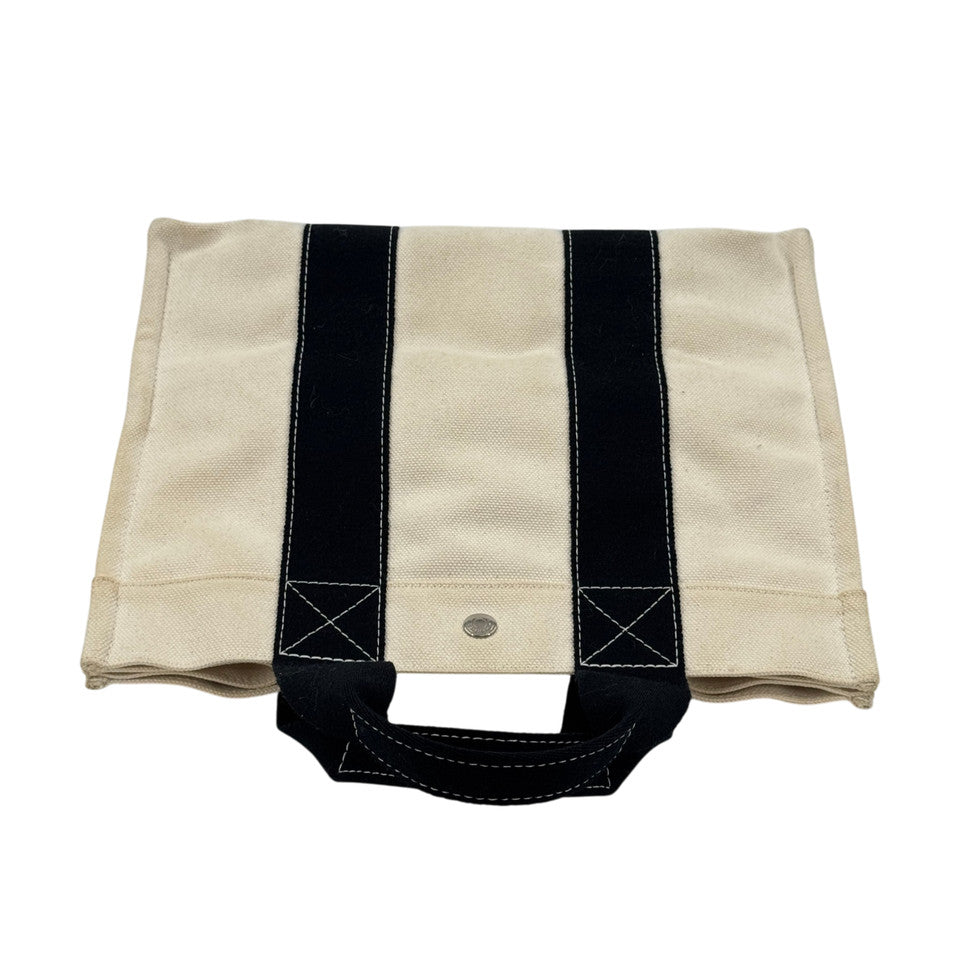 HERMES ホワイト x ブラック ボラボラMM ハンドバッグ