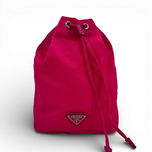 PRADA ミラノ　テスート ナイロン ポコノ ピンク巾着ポーチ