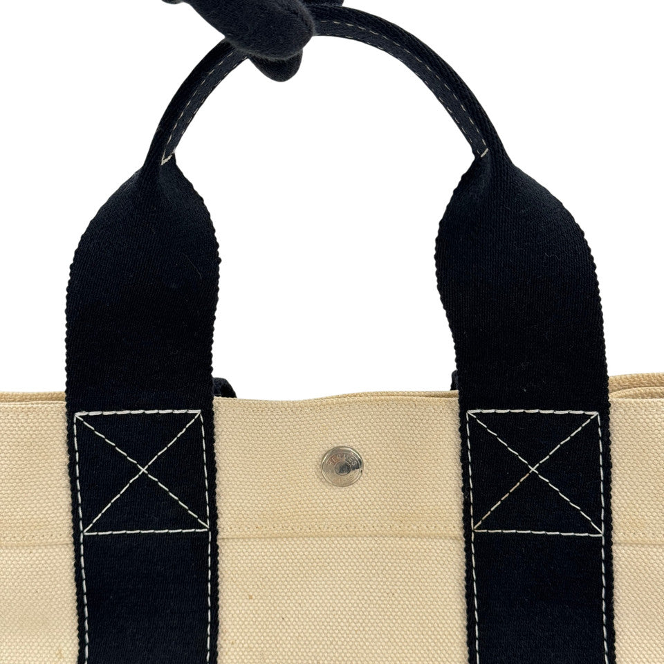 HERMES ホワイト ブラック ボラボラMM ハンドバッグ
