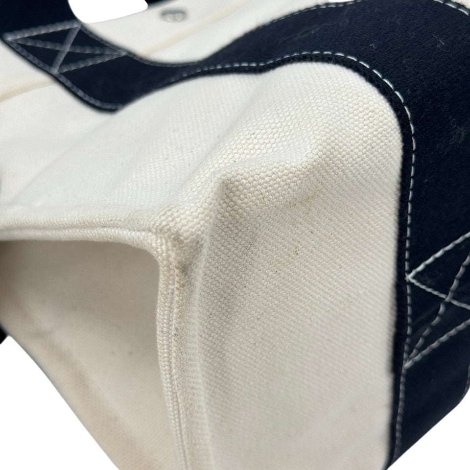 HERMES ホワイト x ブラック ボラボラMM ハンドバッグ