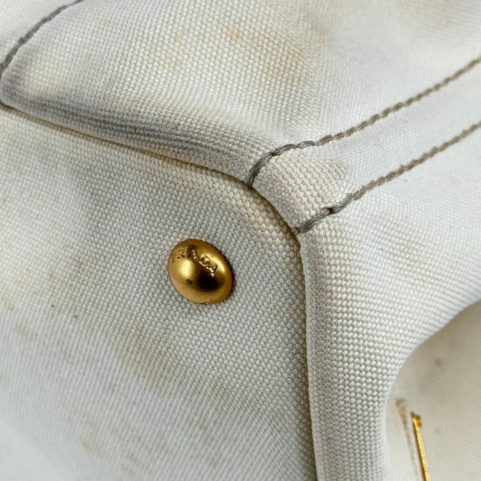 PRADA ミラノ デニム ホワイト カナパ 2WAY ハンドバッグ