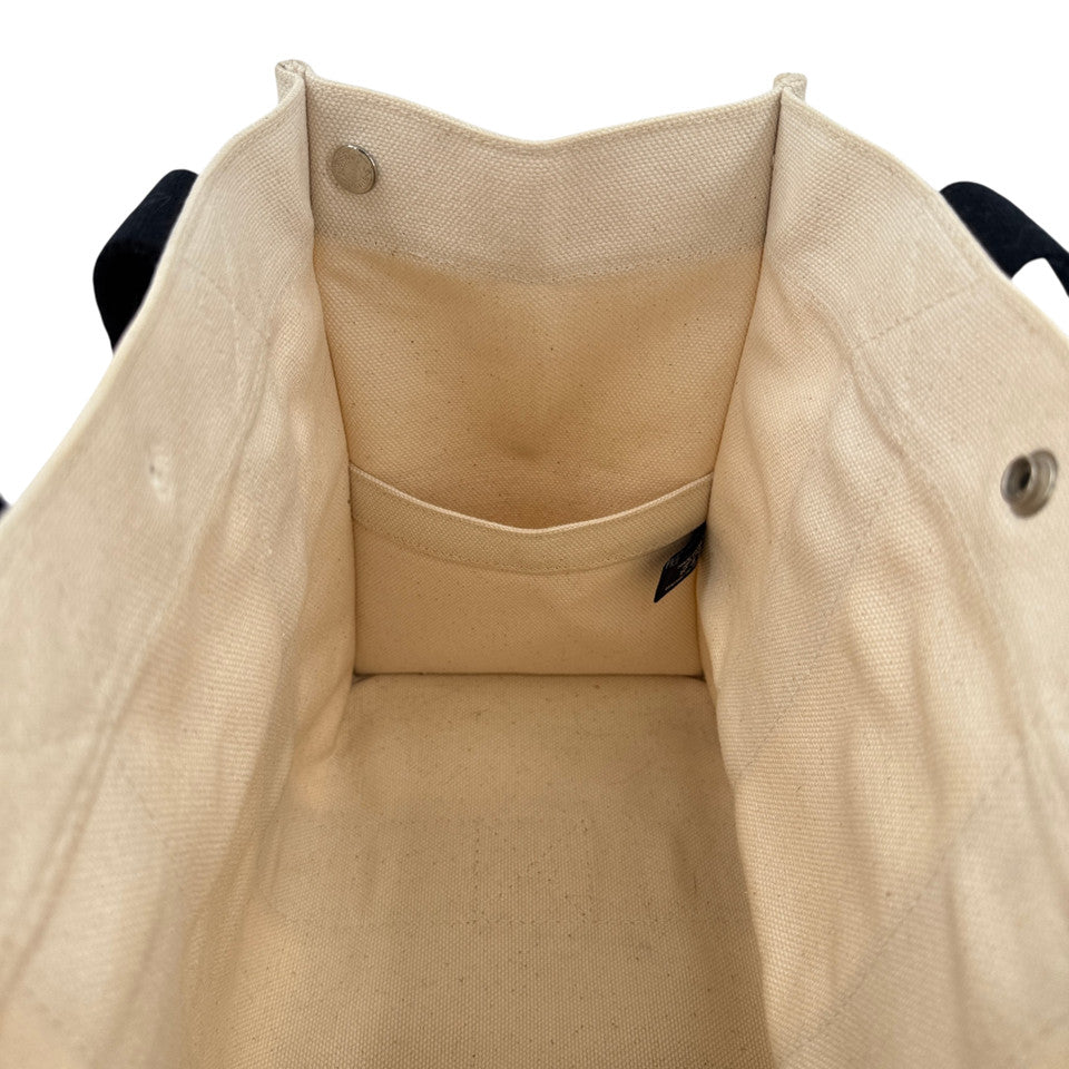 HERMES ホワイト x ブラック ボラボラMM ハンドバッグ