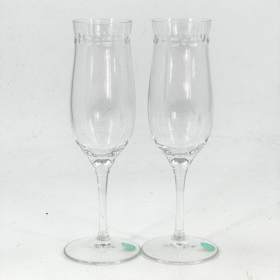 TIFFANY クリスタル ワイングラス 2個セット 箱付き