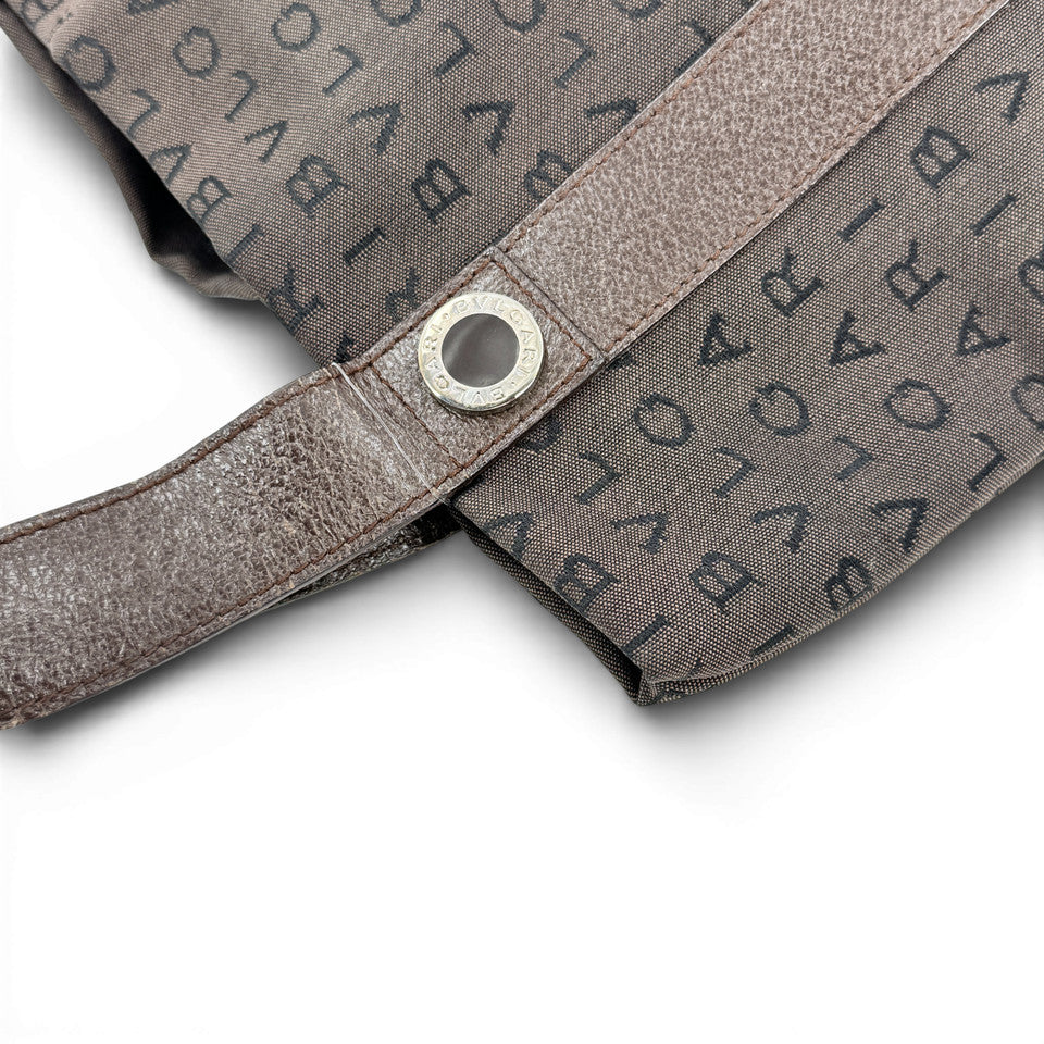 BVLGARI ロゴマニア　ブラウン キャンバス トートバッグ