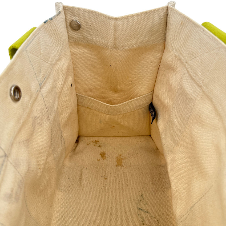 HERMES ホワイト x グリーン ボラボラMM ハンドバッグ