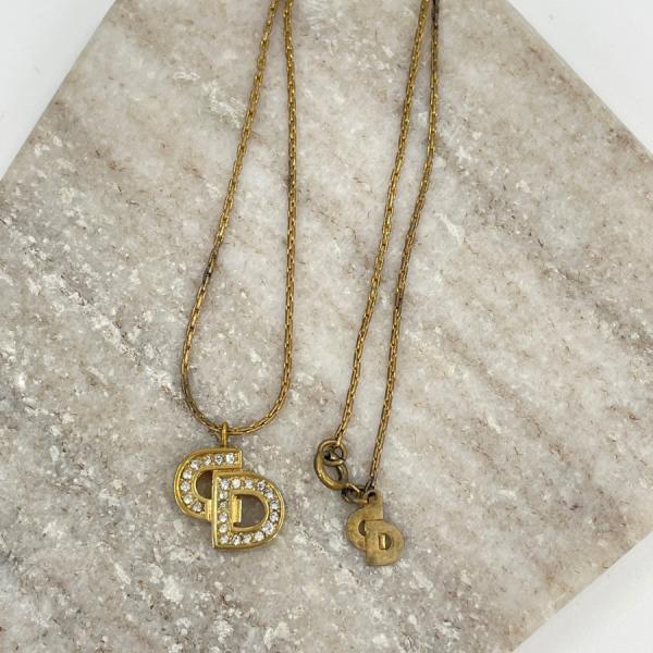 DIOR　ネックレス　CDロゴ　ヴィンテージ　ゴールド　JU404