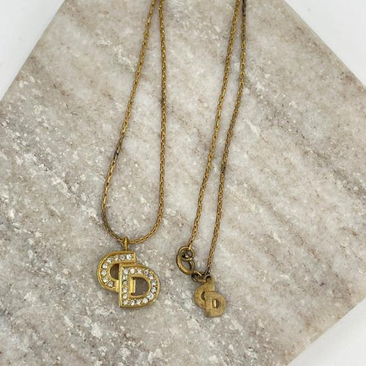 DIOR　ネックレス　CDロゴ　ヴィンテージ　ゴールド　JU404