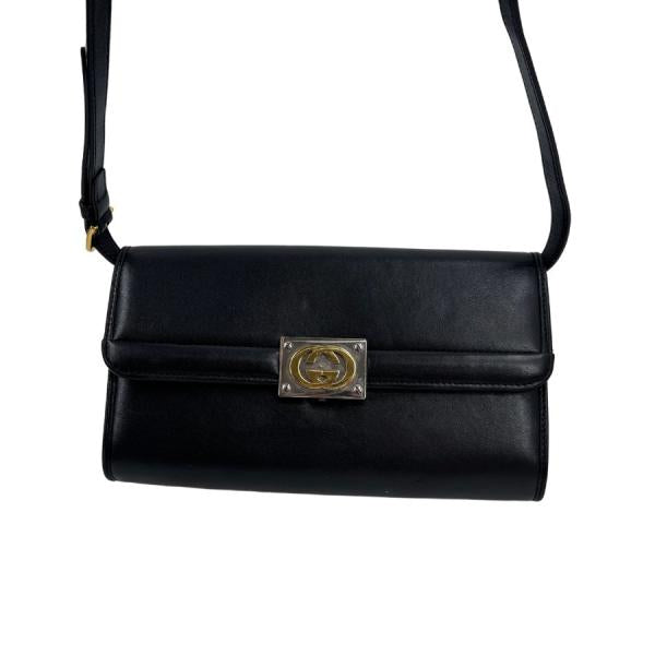 GUCCI インターロッキング レザー ショルダーバッグ