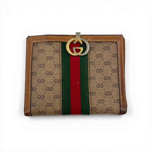 GUCCI GG キャンバス シェリーライン ヴィンテージ 二つ折り財布