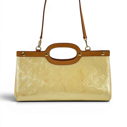 LOUIS VUITTON ロクスベリー・ドライブ モノグラム・ヴェルニ レザー パール 2WAY ハンドバッグ M91374